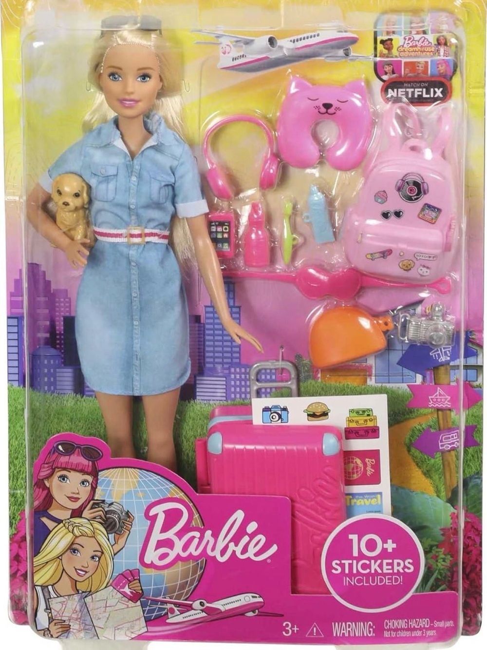 Barbie Doll with Pink Travel Accessories gently used